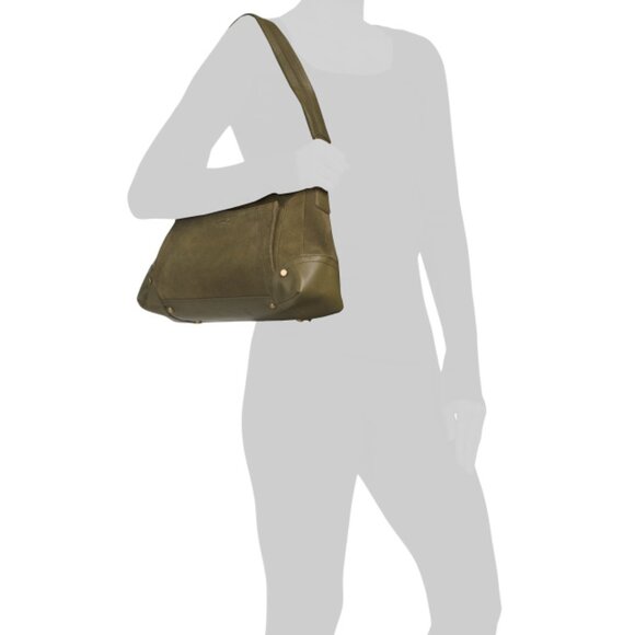 AMERICAN LEATHER CO. Kelp Suede Becket Triple Entry Shoulder Bag - Picture 2 of 2